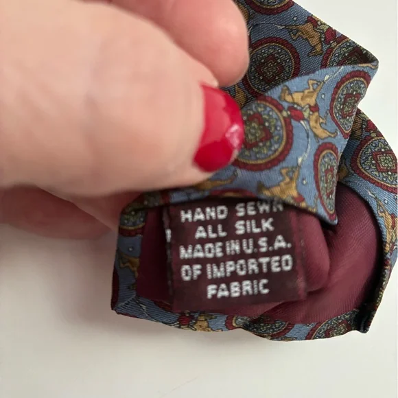 Jos. A. Bank Collection Silk Tie Polo Blue Burgundy - Picture 7 of 7